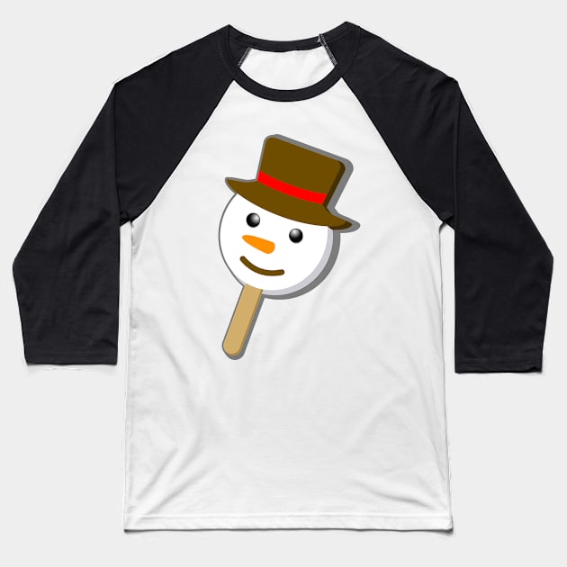 christmas snowmen bubble gum eye ice cream on blue Baseball T-Shirt by B0red